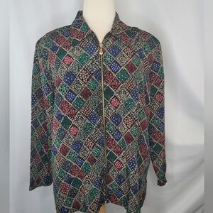 Silver Threads Multi Color Full Front Zipper Blouse